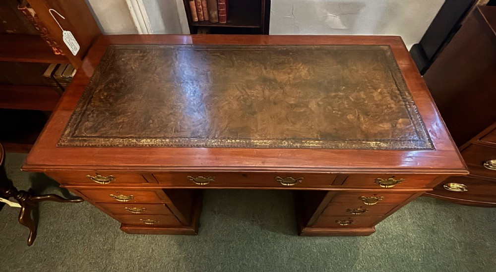 Victorian walnut pedestal desk View VIII