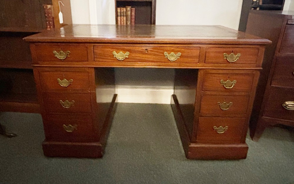 Victorian walnut pedestal desk View XI