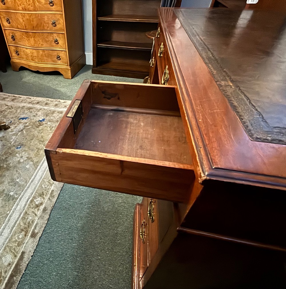 Victorian walnut pedestal desk View XII