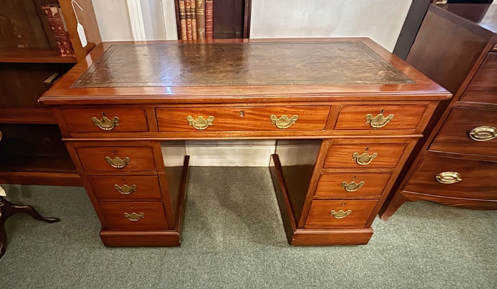 Victorian walnut pedestal desk View XIII
