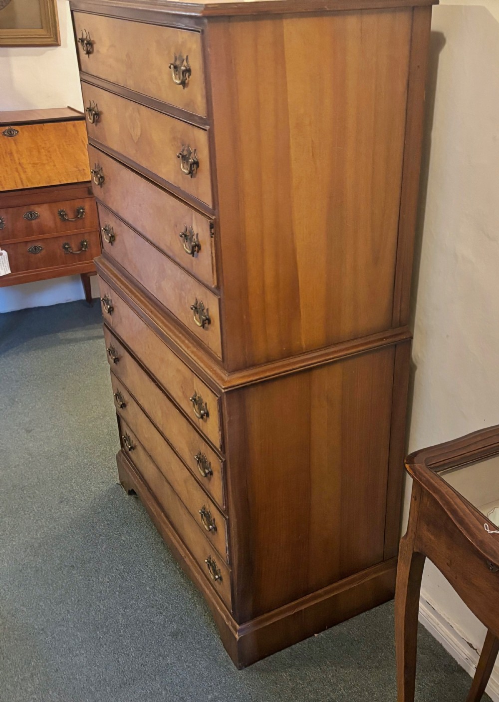 Early 20th century figured walnut tallboy View IV