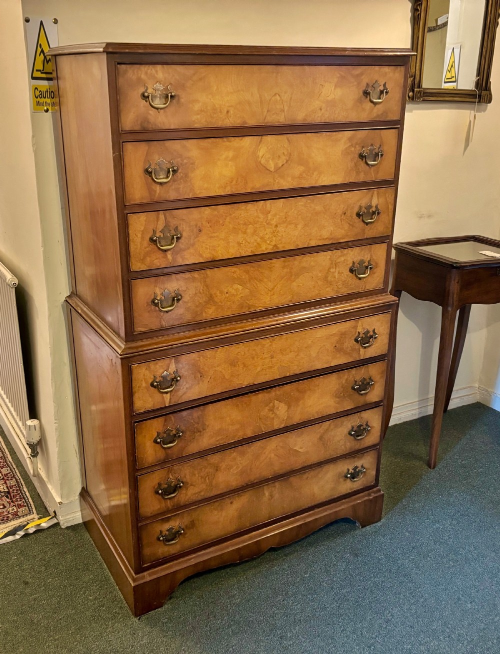 Early 20th century figured walnut tallboy View V