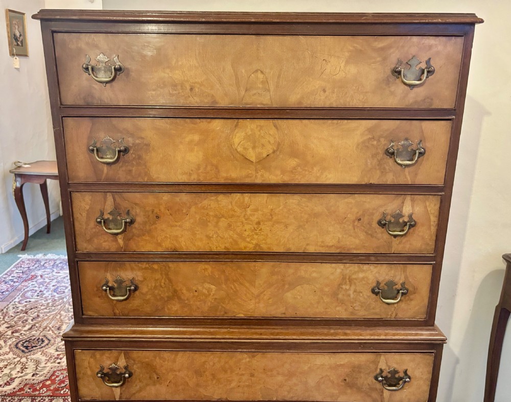 Early 20th century figured walnut tallboy View VI