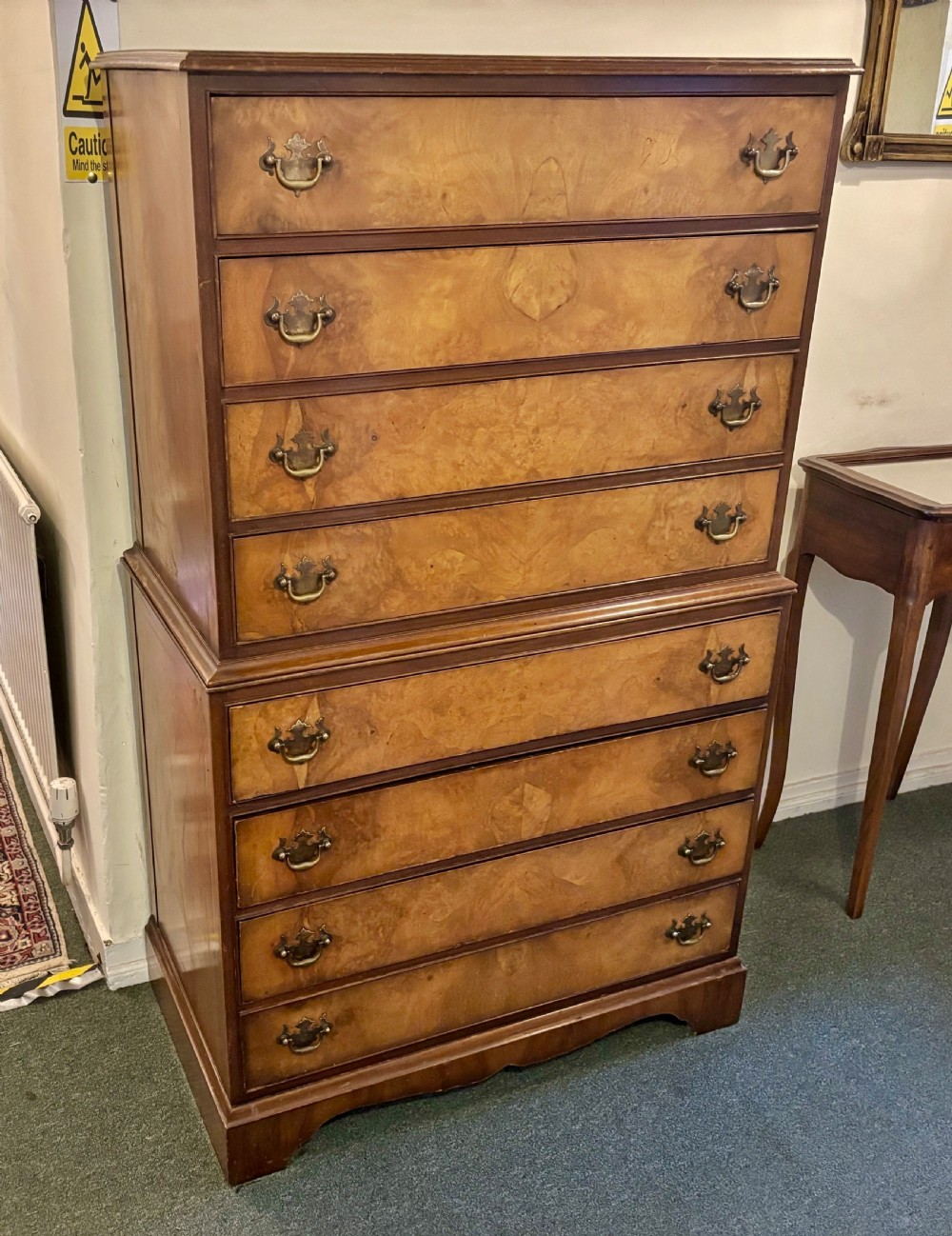 Early 20th century figured walnut tallboy View VII