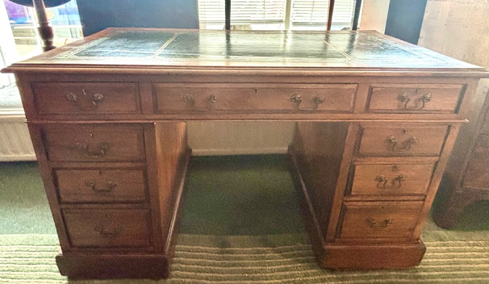 Victorian walnut pedestal desk  View III