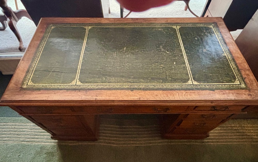 Victorian walnut pedestal desk  View V