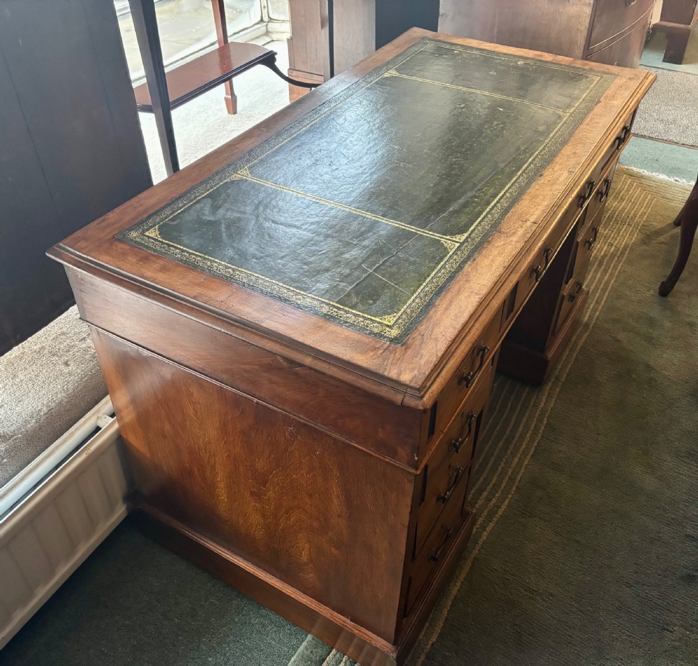 Victorian walnut pedestal desk  View VI