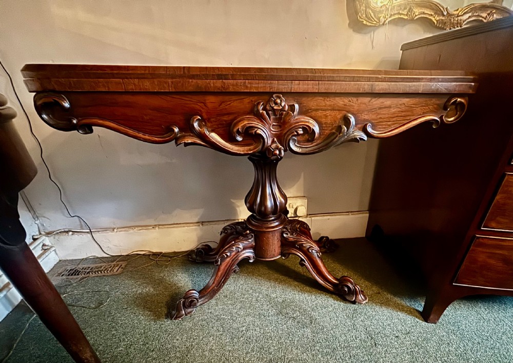 Early Victorian rosewood card table View VII