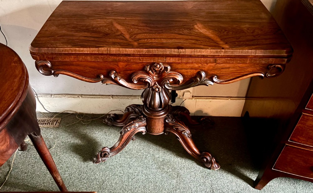 Early Victorian rosewood card table View IX