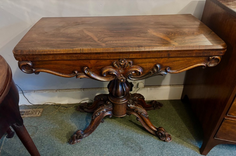 Early Victorian rosewood card table View X