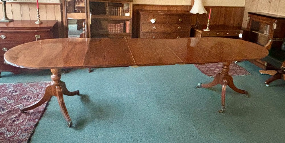 Large mahogany twin pillar dining table  View II