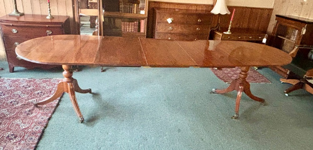 Large mahogany twin pillar dining table  View IV