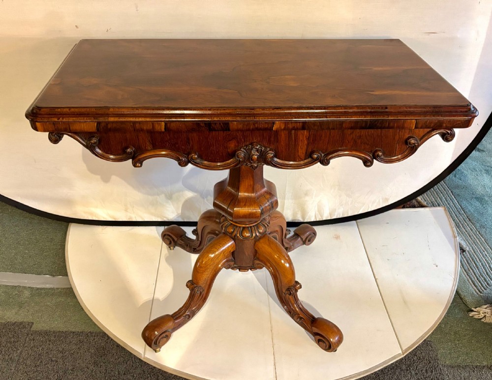 Fine Early Victorian rosewood card table View II