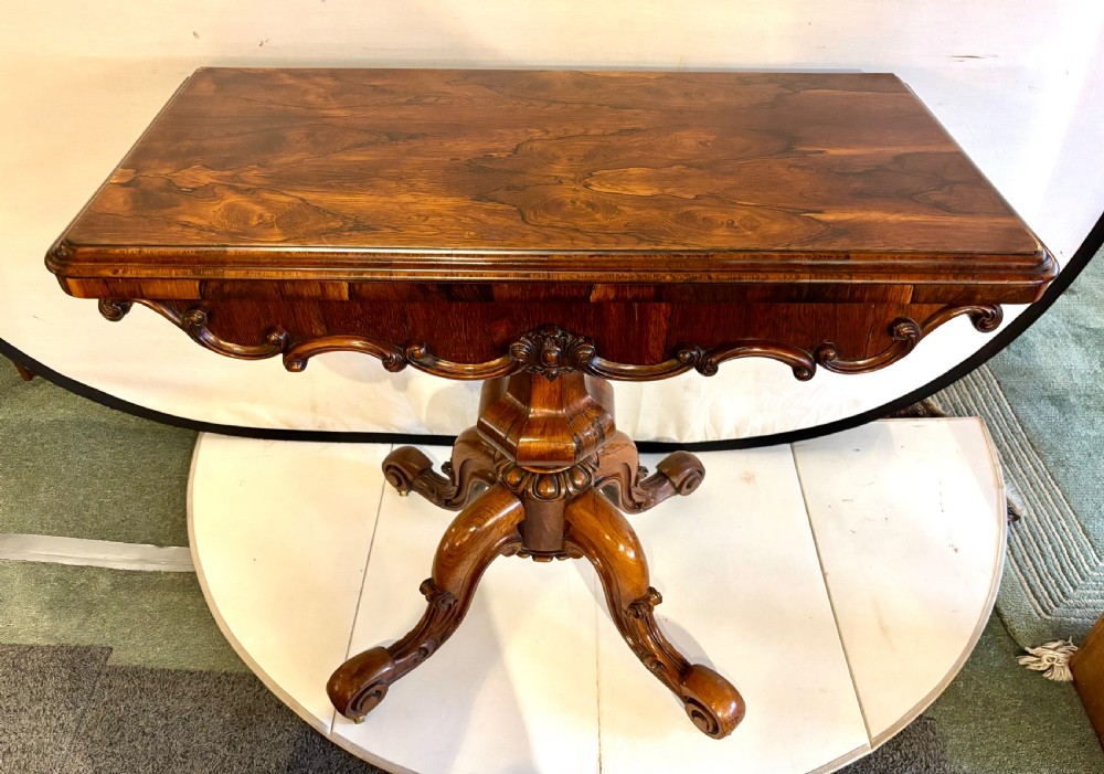 Fine Early Victorian rosewood card table View VI