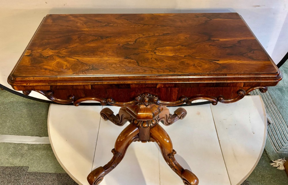 Fine Early Victorian rosewood card table View VII