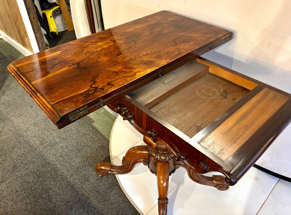 Fine Early Victorian rosewood card table View VIII
