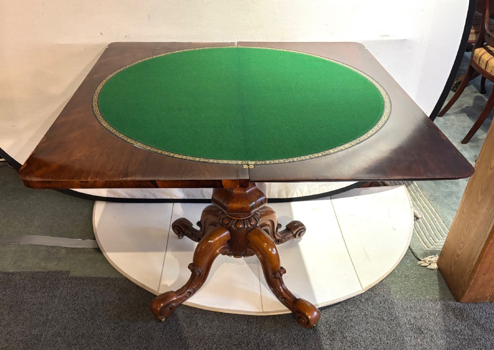 Fine Early Victorian rosewood card table View X