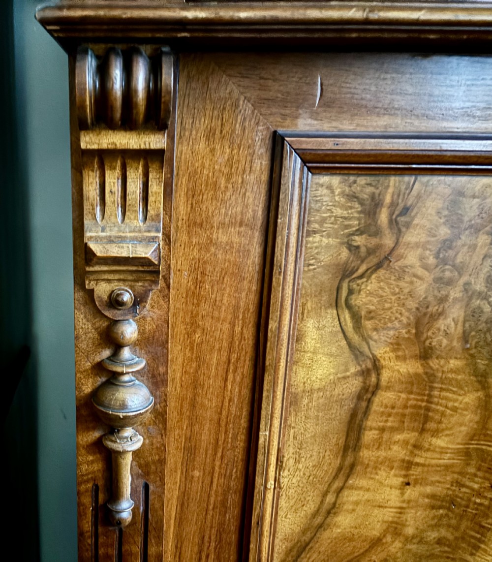 Victorian figured walnut side cabinet View IV