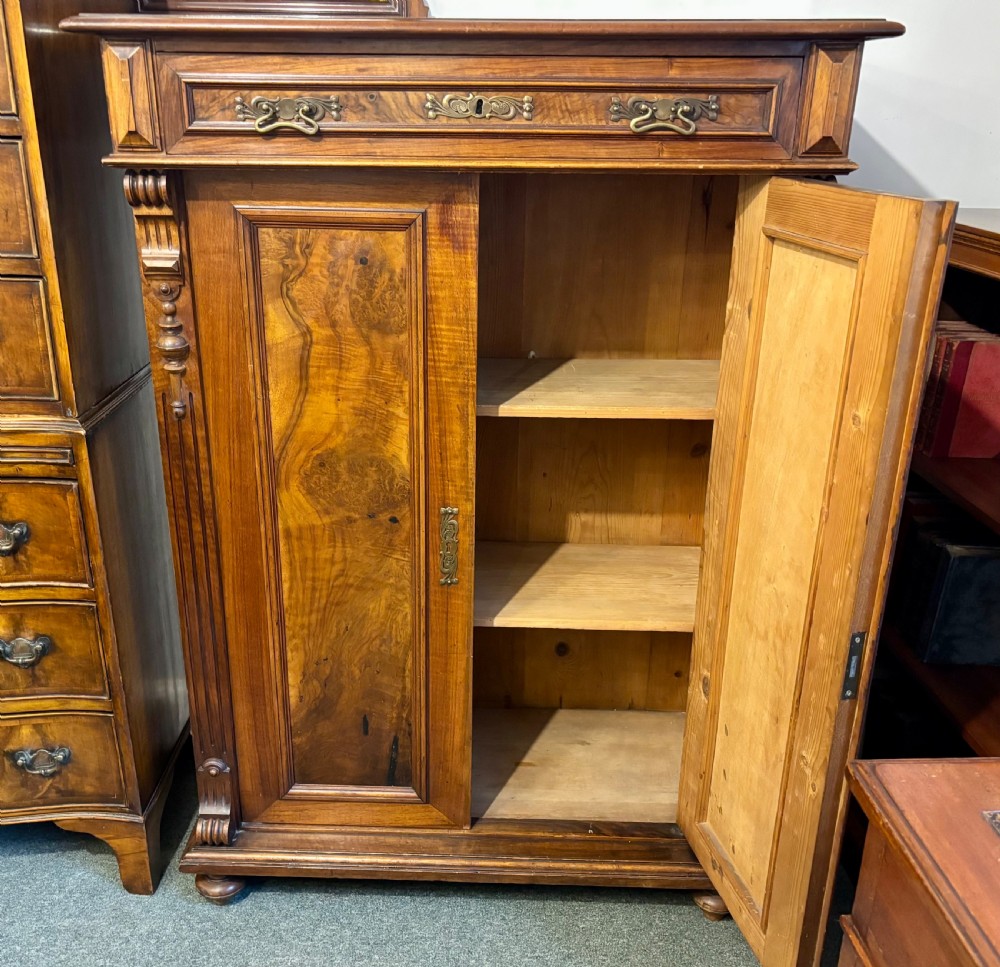 Victorian figured walnut side cabinet View VI