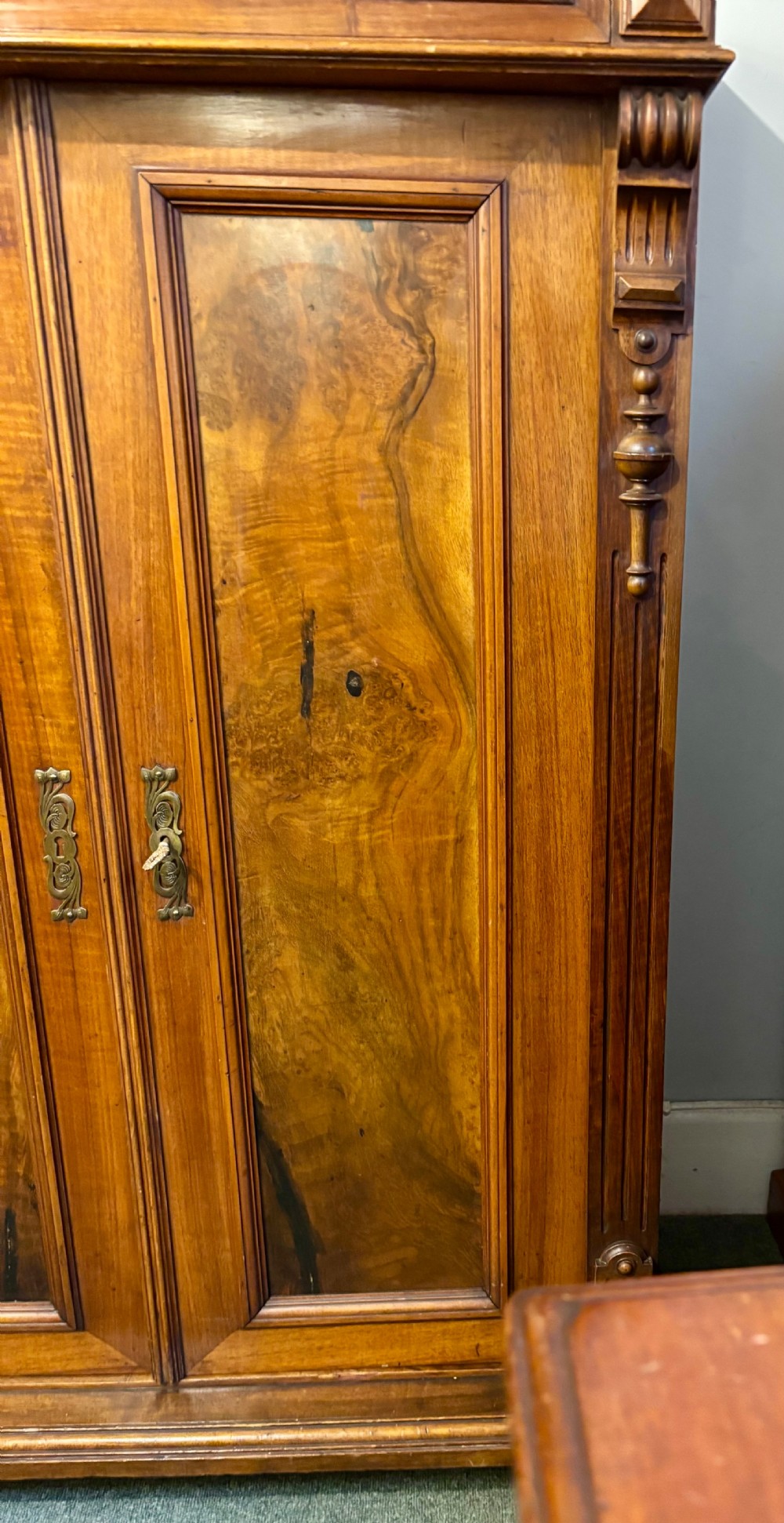 Victorian figured walnut side cabinet View VII