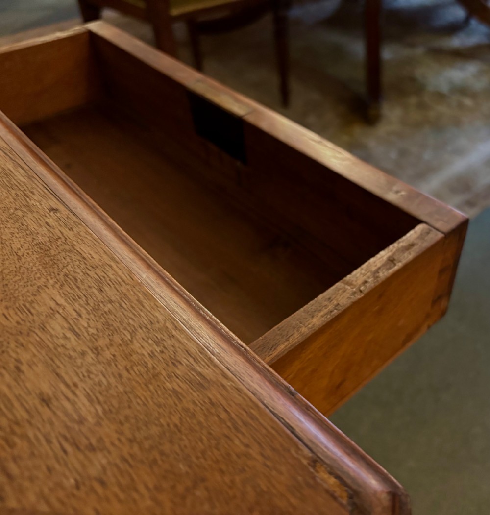 VictorIan mahogany writing table with burgundy leather top View VI