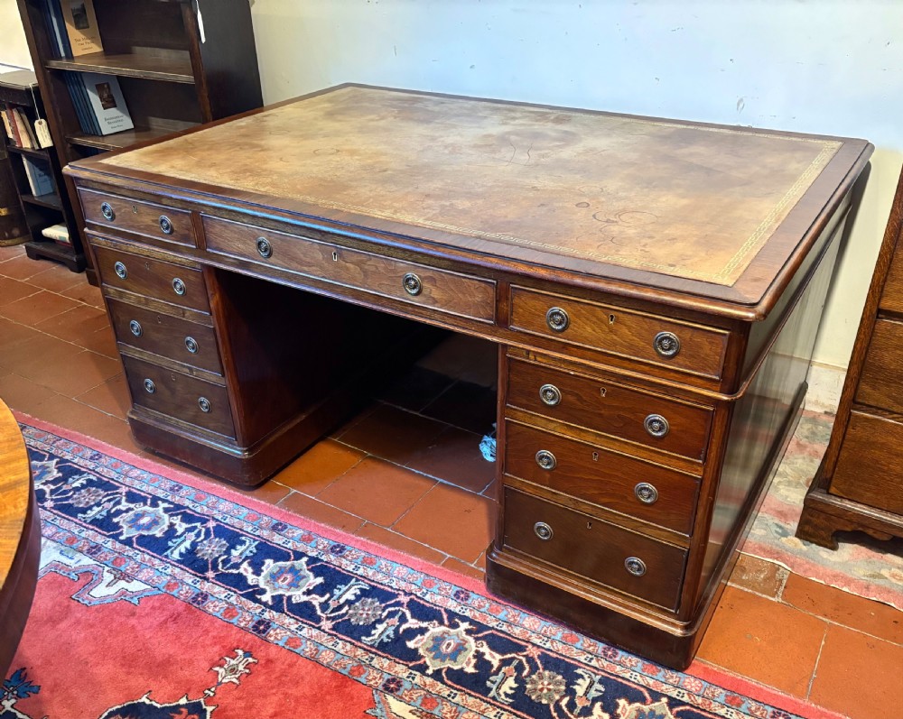 Good quality Victorian mahogany partners’ pedestal desk  View III