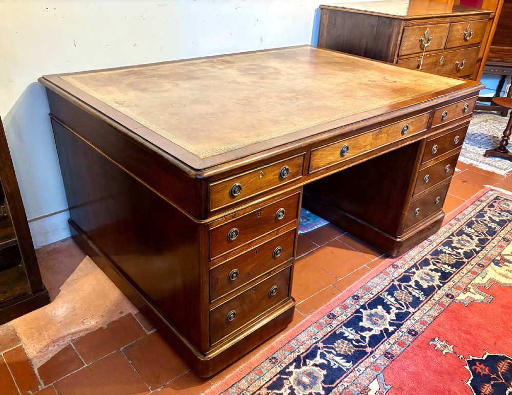 Good quality Victorian mahogany partners’ pedestal desk  View IV