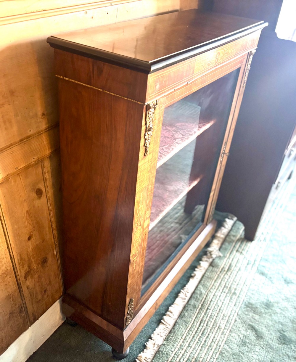 Victorian walnut glazed bookcase View VIII