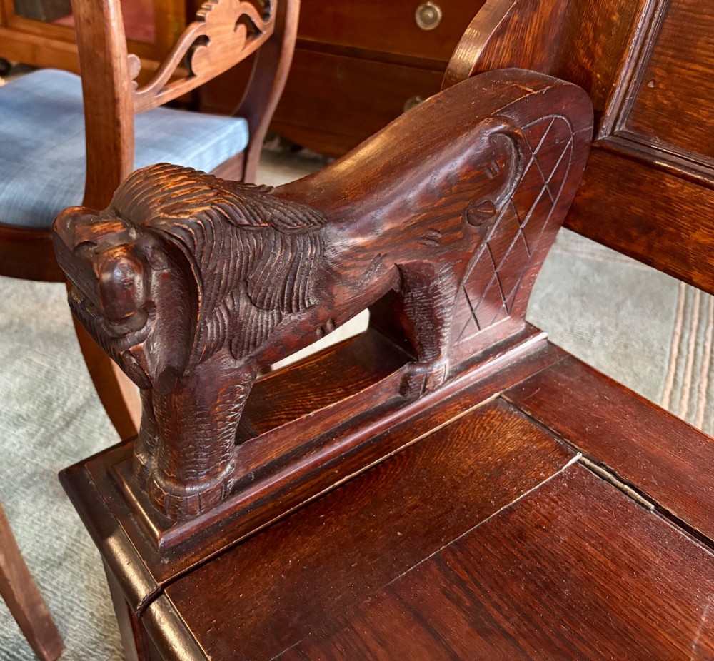 Early 20th century Carved oak monk’s bench View II