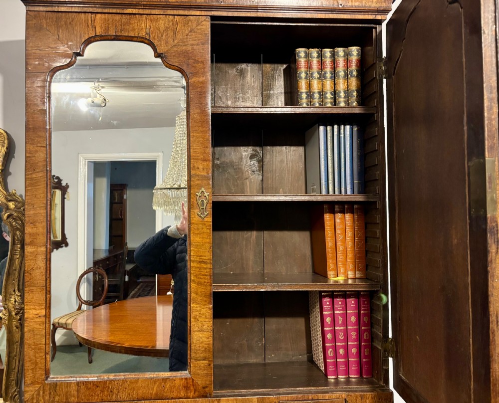 Fine quality George II figured walnut bureau bookcase View VI