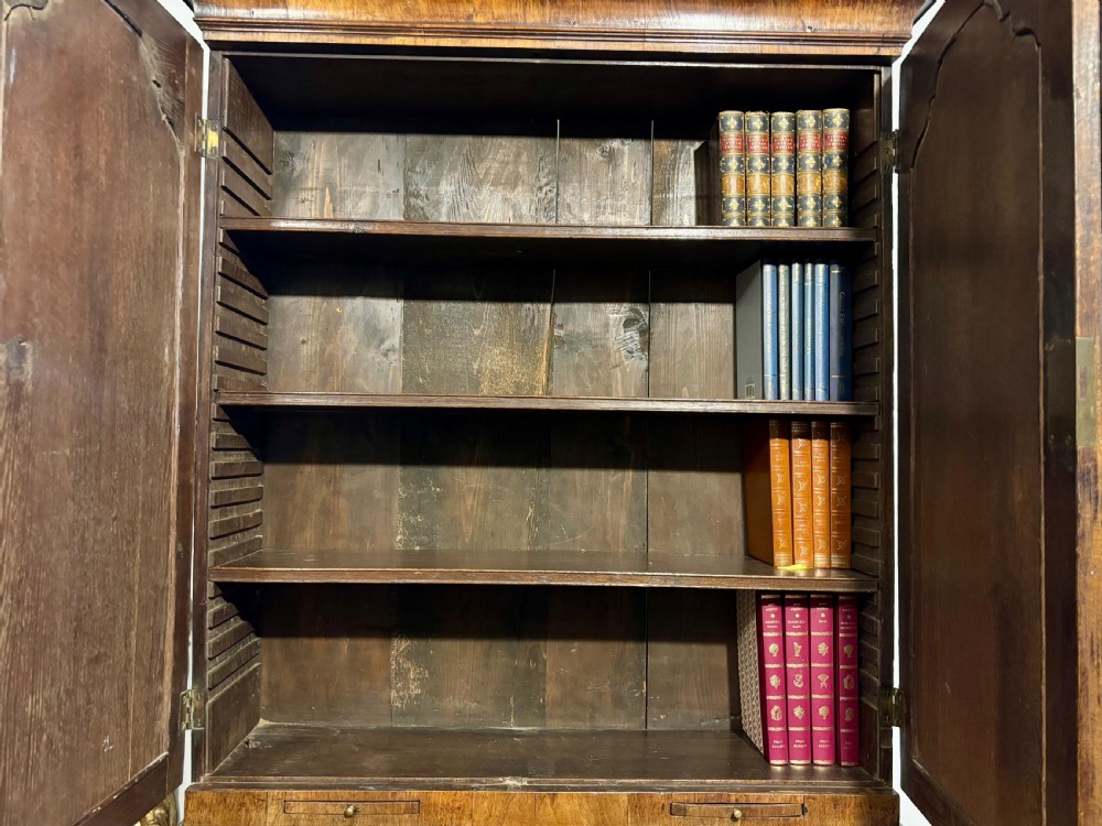 Fine quality George II figured walnut bureau bookcase View VII