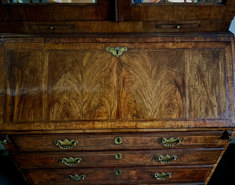 Fine quality George II figured walnut bureau bookcase View VIII