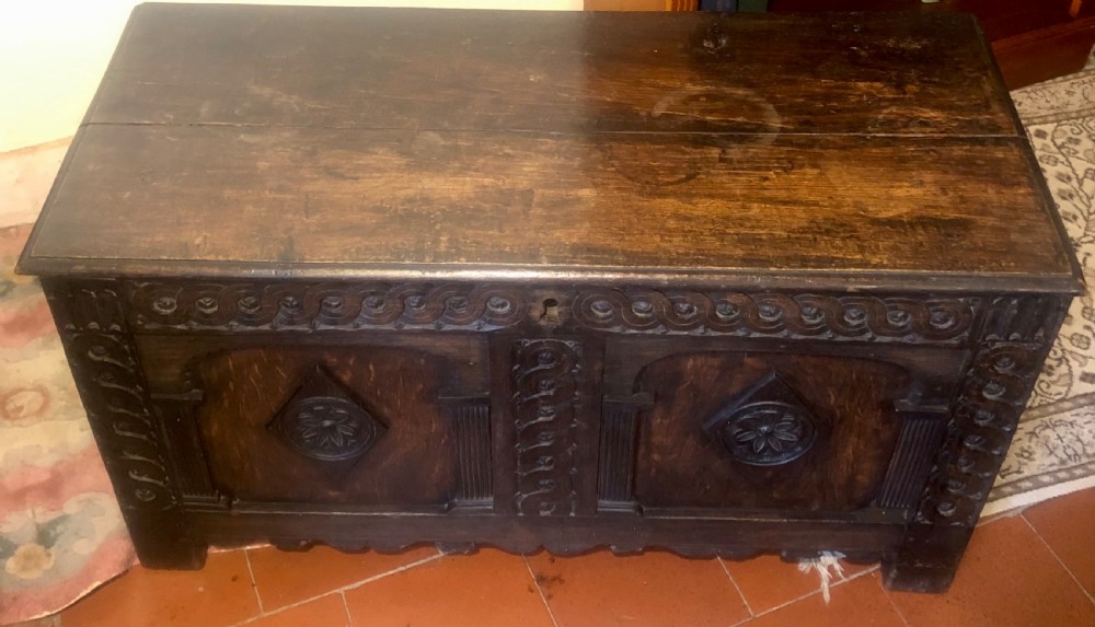 18th century carved oak coffer