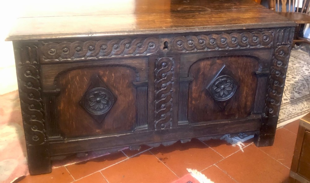 18th century carved oak coffer View III