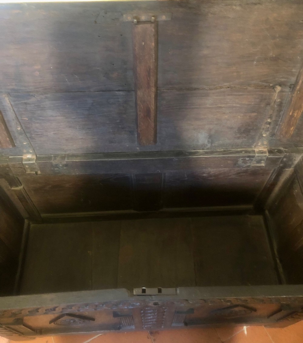 18th century carved oak coffer View V