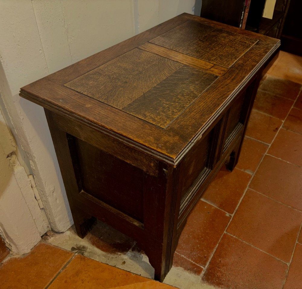 Early 20th century small panelled oak coffer View III