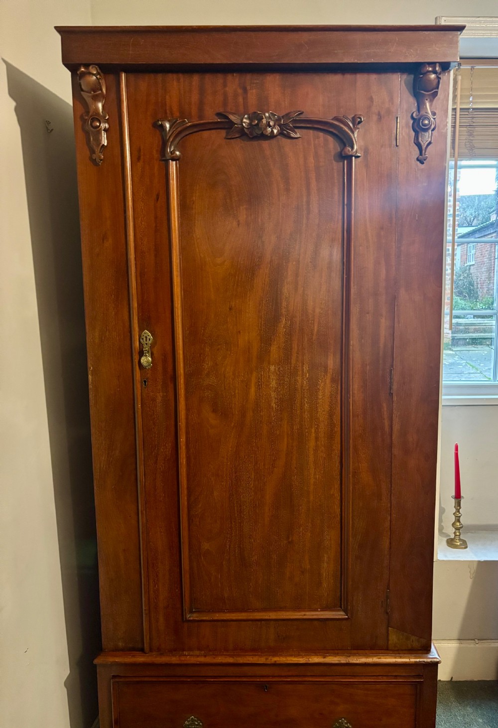 Victorian mahogany tall and narrow hall cupboard View IX