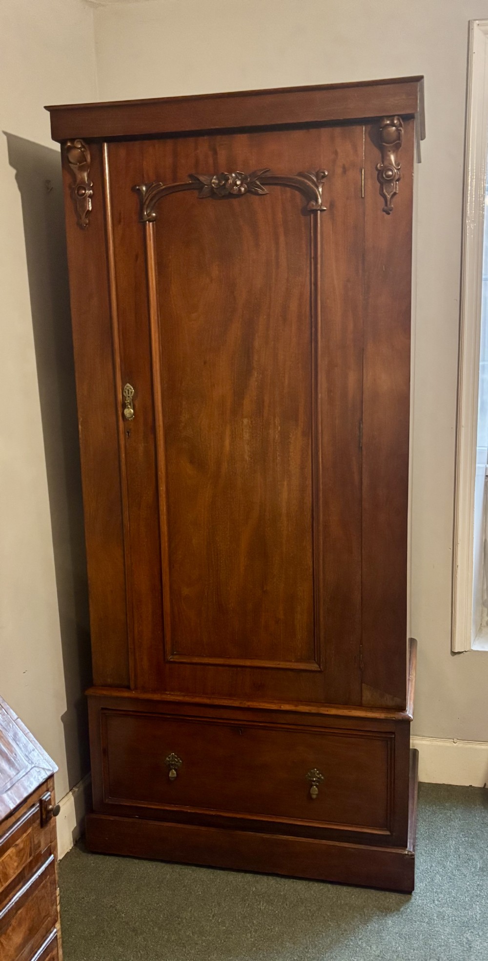 Victorian mahogany tall and narrow hall cupboard View XIII