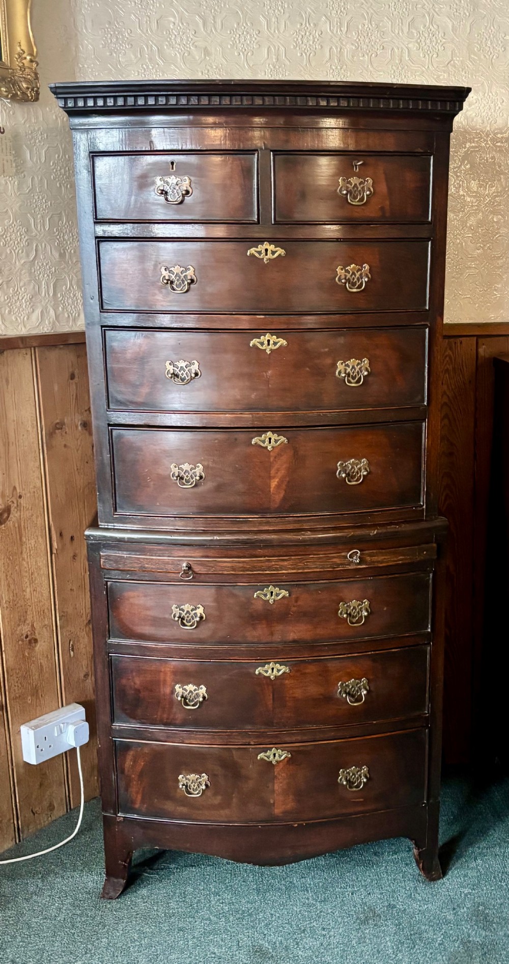 Early 20th century small mahogany bow front tallboy View V
