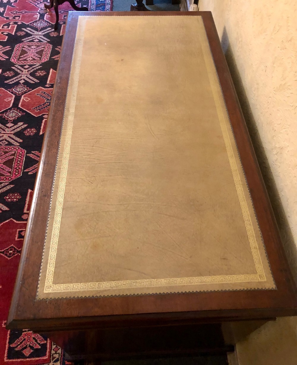 Victorian mahogany pedestal desk with leather top View VIII