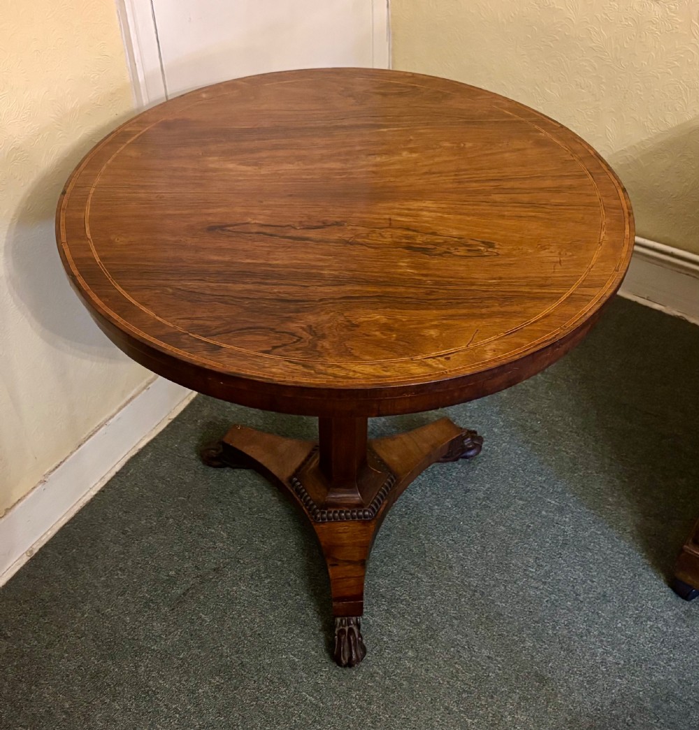 Regency rosewood and inlaid centre table View V