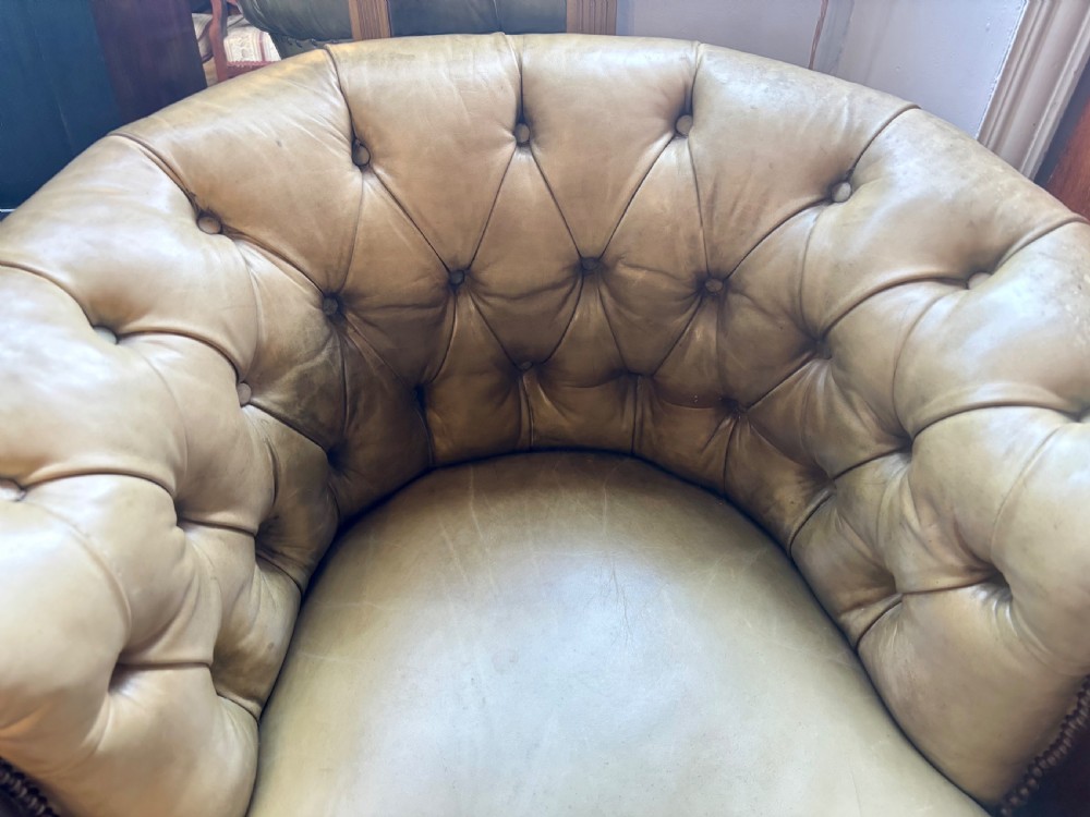 Victorian leather upholstered tub armchair View III