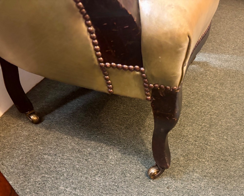 Victorian leather upholstered tub armchair View IV