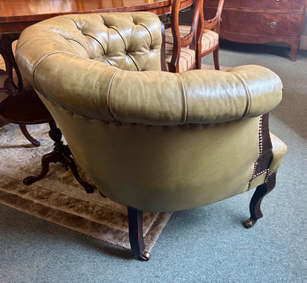 Victorian leather upholstered tub armchair View VI