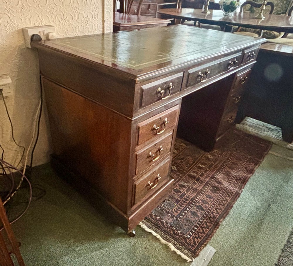 Victorian mahogany pedestal desk View VIII