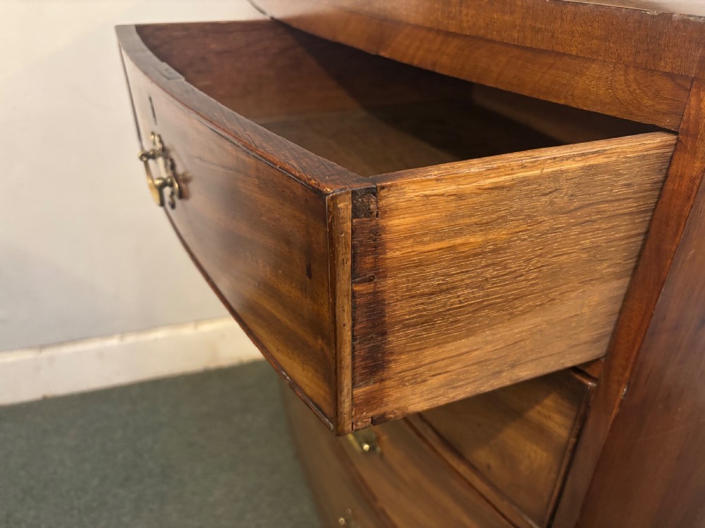 Regency mahogany bow front chest of drawers View II