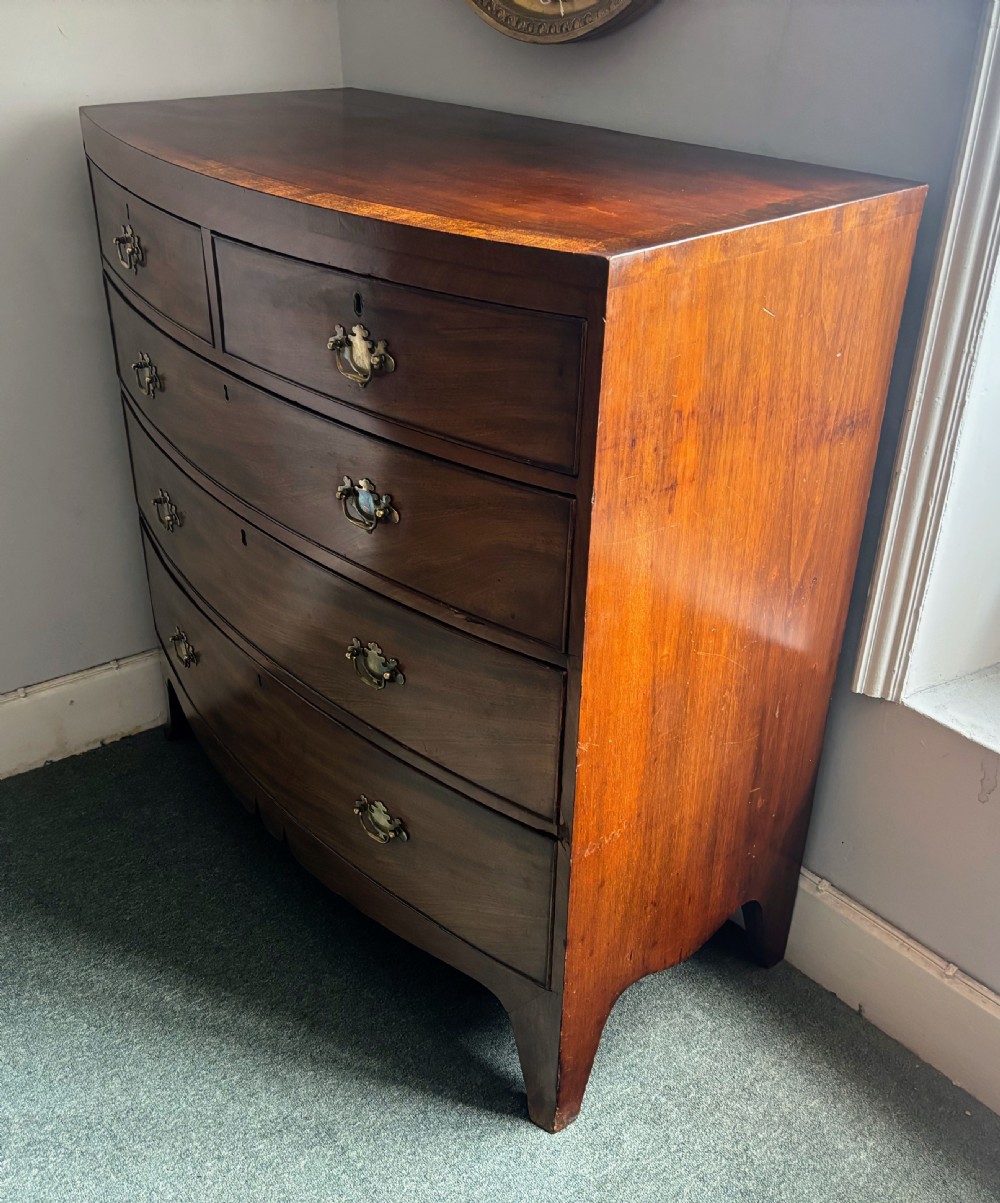 Regency mahogany bow front chest of drawers View V