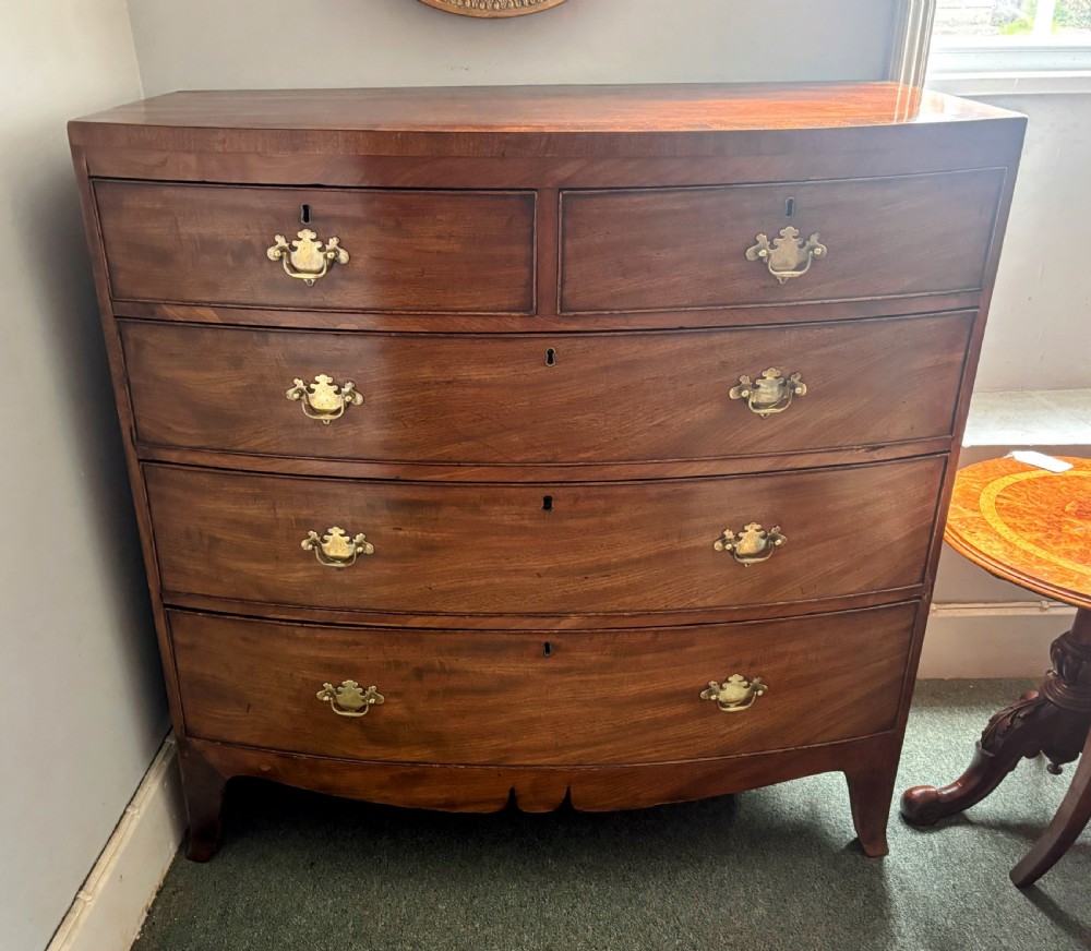Regency mahogany bow front chest of drawers View VI