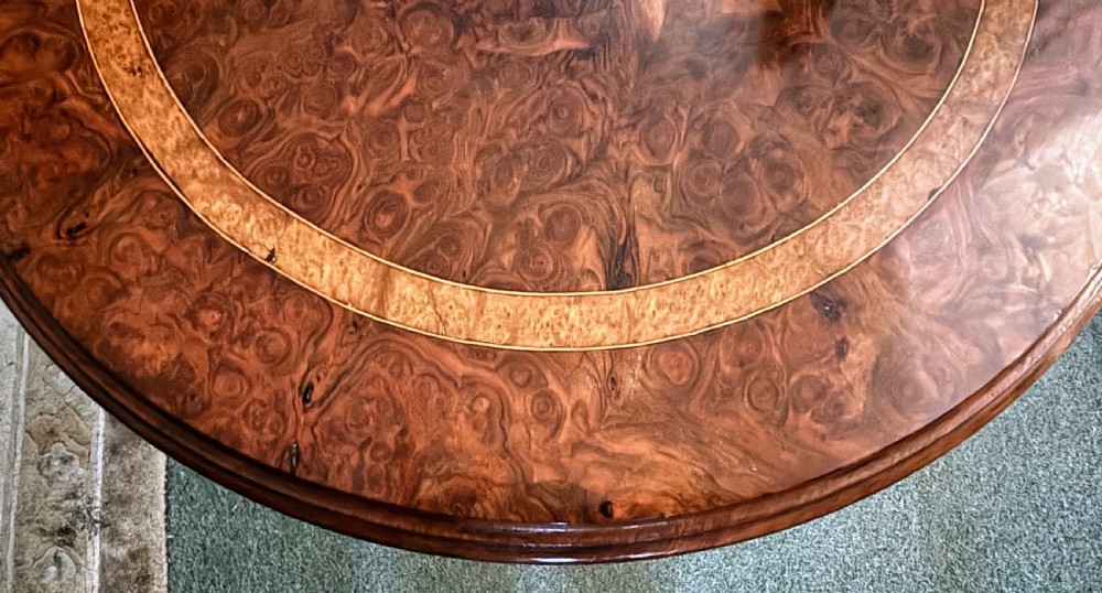 Victorian burr walnut tripod table View V