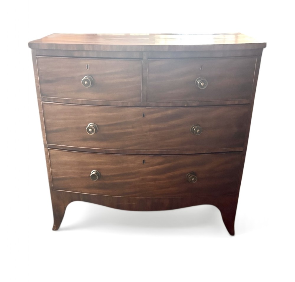 Regency small mahogany bow front chest of drawers